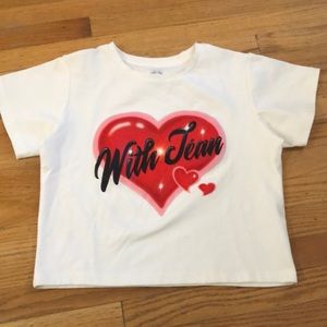 With Jean Heart crop top NWOT